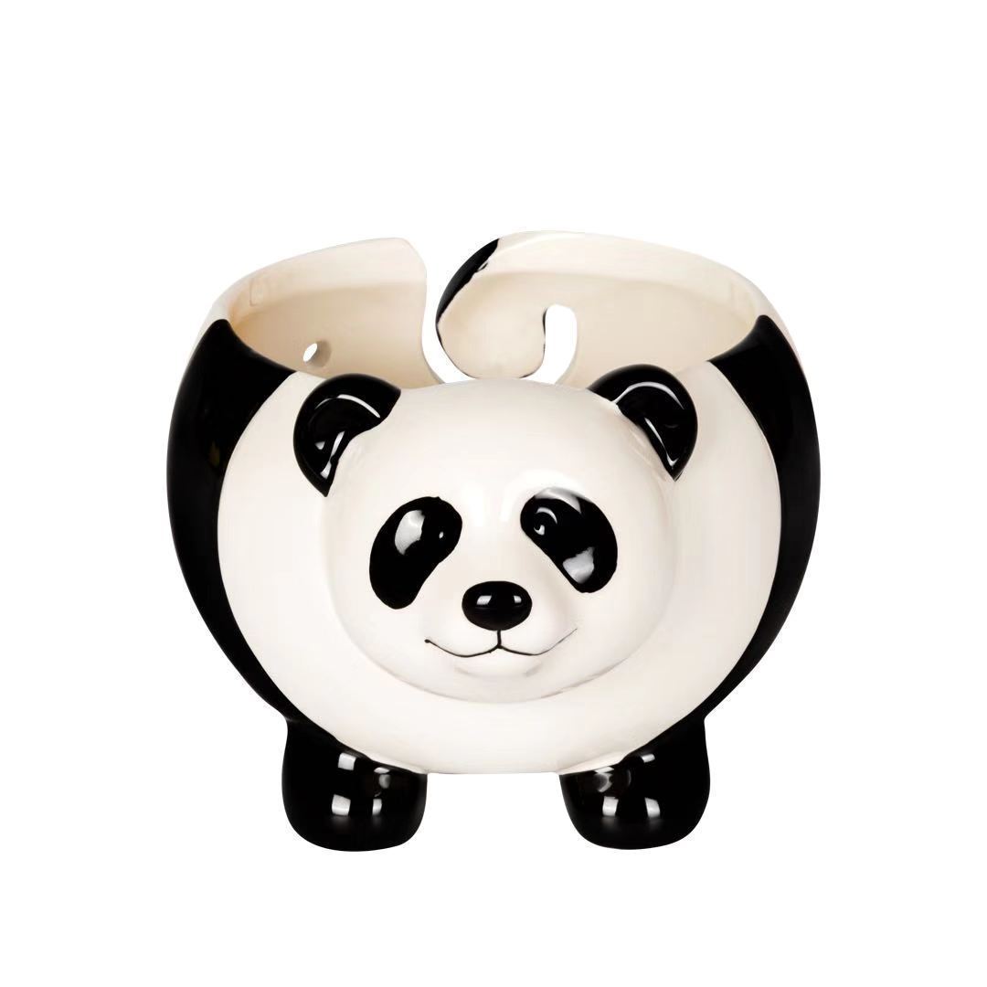 Cuenco de almacenamiento textil de lana de mesa de sala de estar con forma de panda linda transfronteriza estadounidense