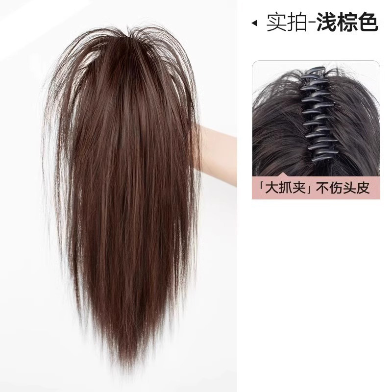 Cascada de caballo mujer simulación clip de agarre de cabello alto cráneo dulce grupo de mujeres picante teñido cascada medio cabello rizado peluca de cola de caballo alta