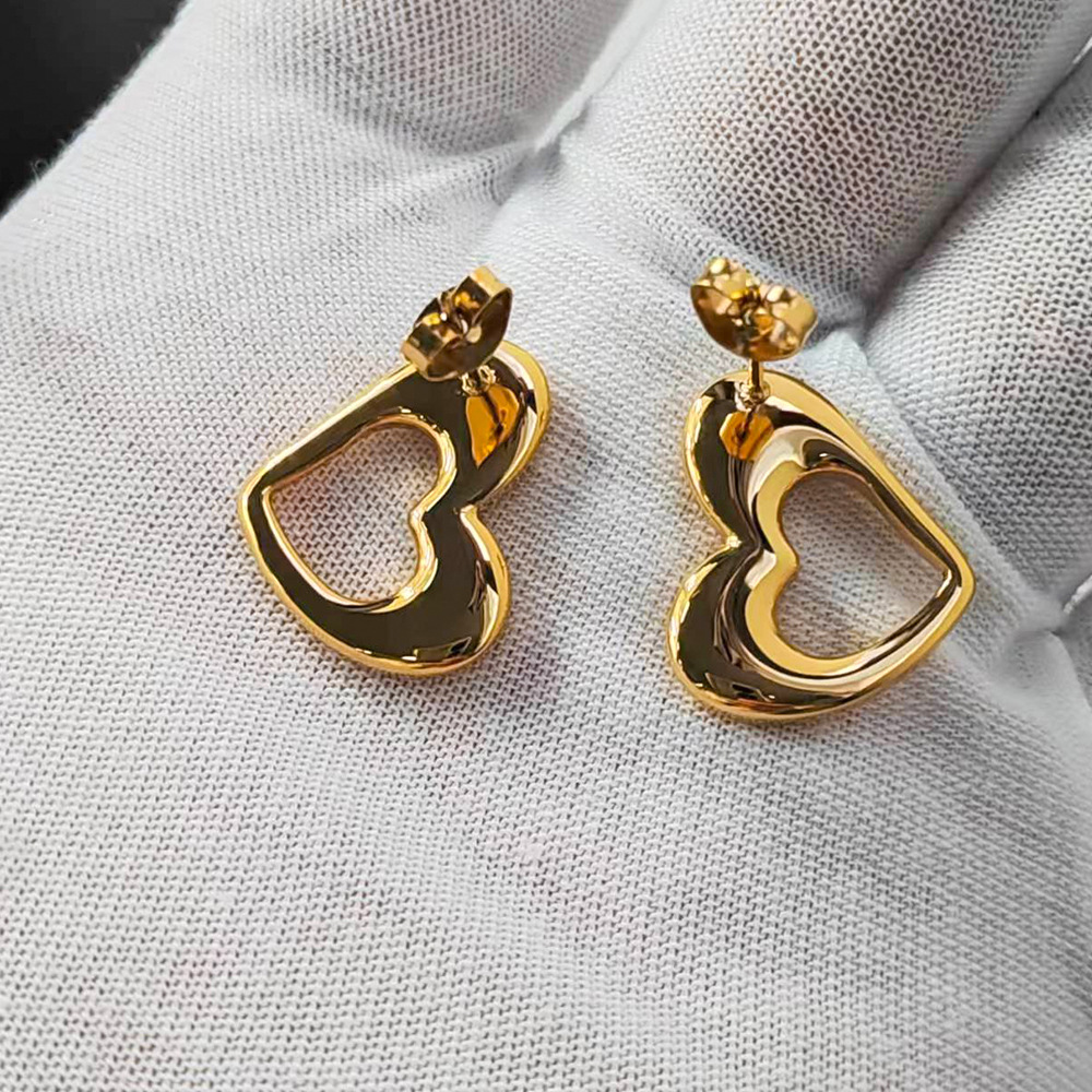 Plating Design Simple Style Style Simple Style Heart Shape Stainless Steel Plating Earrings