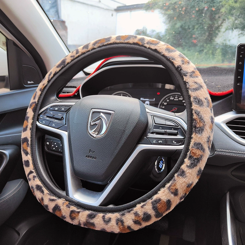 Чехол на руль из плюша без внутреннего кольца, с леопардовым принтом, противоскользящий, влагопоглощающий, для трансграничной торговли