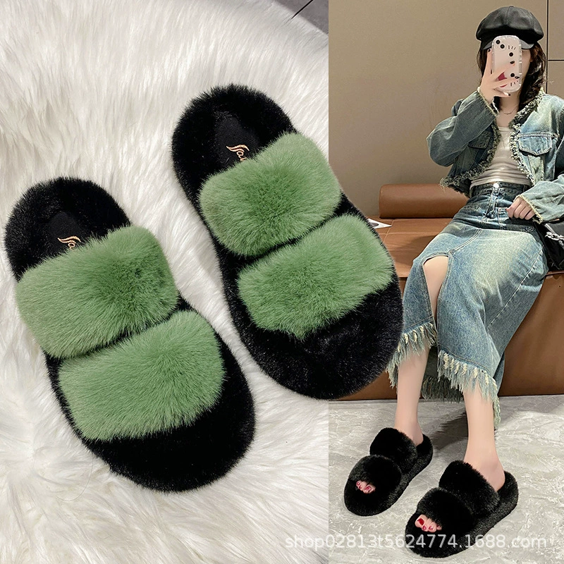 Мастяные тапочки носить на улице осенью и зимой Net Red Super Fire 2024 новые противоскользящие ленивые тапочки с нагрудными носками