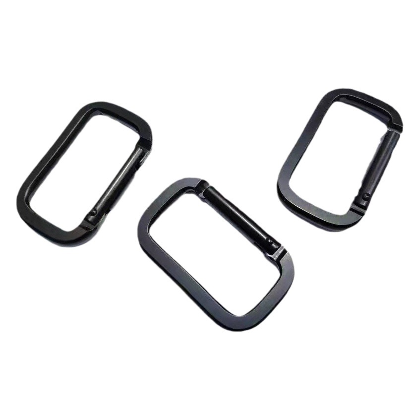 Factory spot high quality rectangular aluminum alloy mountaineering buckle electrophoresis square mountaineering buckle small universal hanging buckle