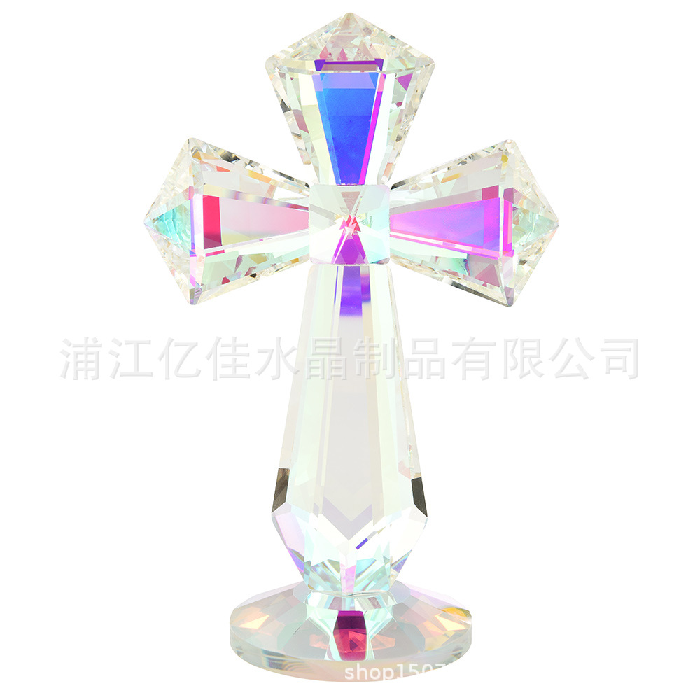 Fábrica directa iglesia transfronteriza boda regalos de Navidad decoración del hogar artesanía de cristal adornos de cruz de cristal