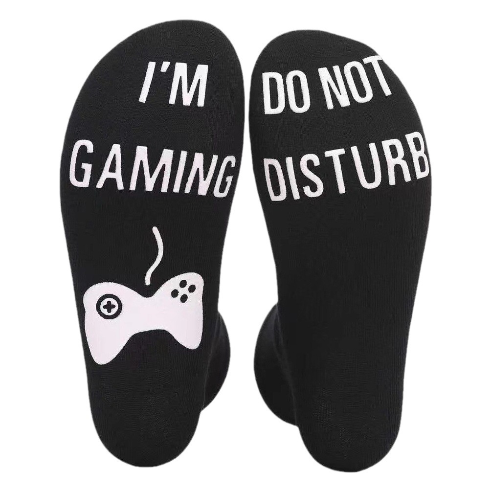 En stock europeo y americano transfronterizo caliente-Venta de algodón media pantorrilla longitud calcetines pie carta antideslizante dispensación piso calcetines hombres y mujeres juego Calcetines