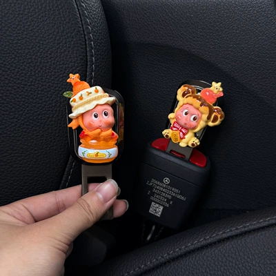 Cute Car Safety Plug with Buckle, Passenger Card Slot Plug, Car Rear Seat Extender Connector, Safety Belt (Other Automotive Interior Supplies) - zhaoji-pudding-orange-jam