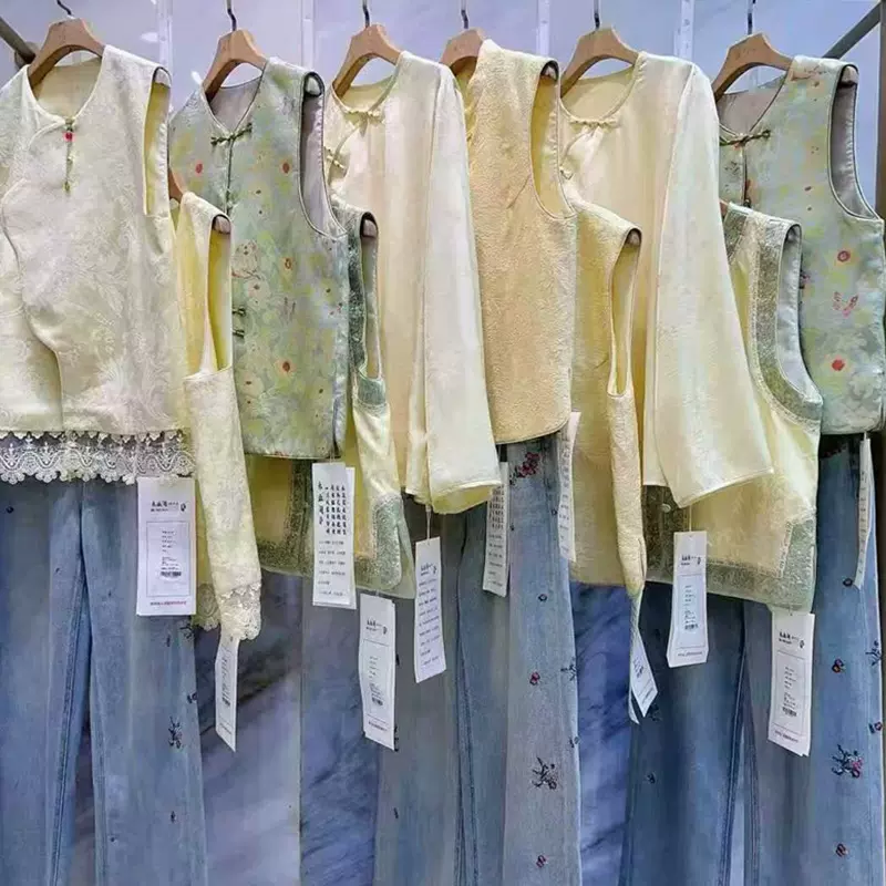 26春夏水墨禾止间国风蜀锦宋锦马甲上衣裤裙品牌折扣直播一手货源