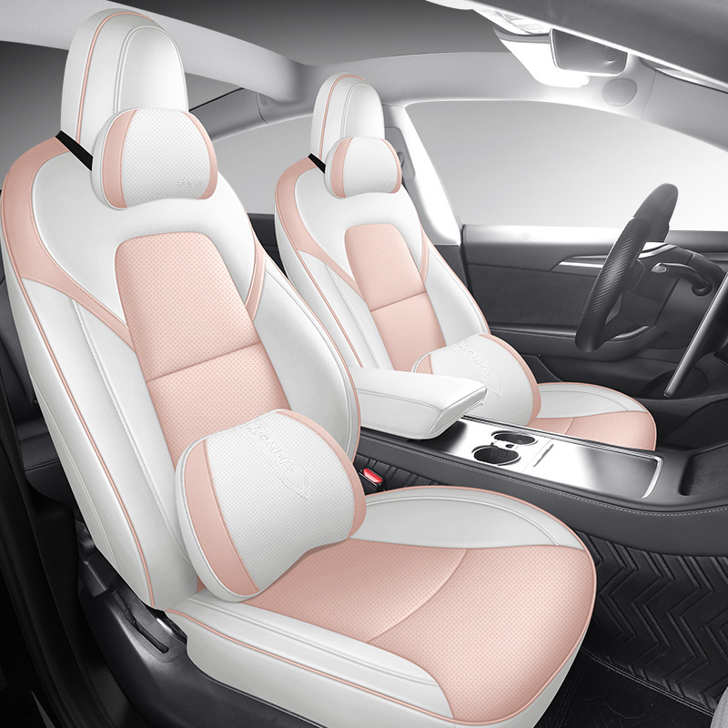 新型テスラmodel 3専用自動車シートカバー通気穴開け皮四季通用座布団全カバー座布団カバー|undefined
