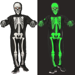 ハロウィーン子供衣装夜光スカル幽霊鬼中小童キャラクター衣装ワンピース舞台ショーパーティー服