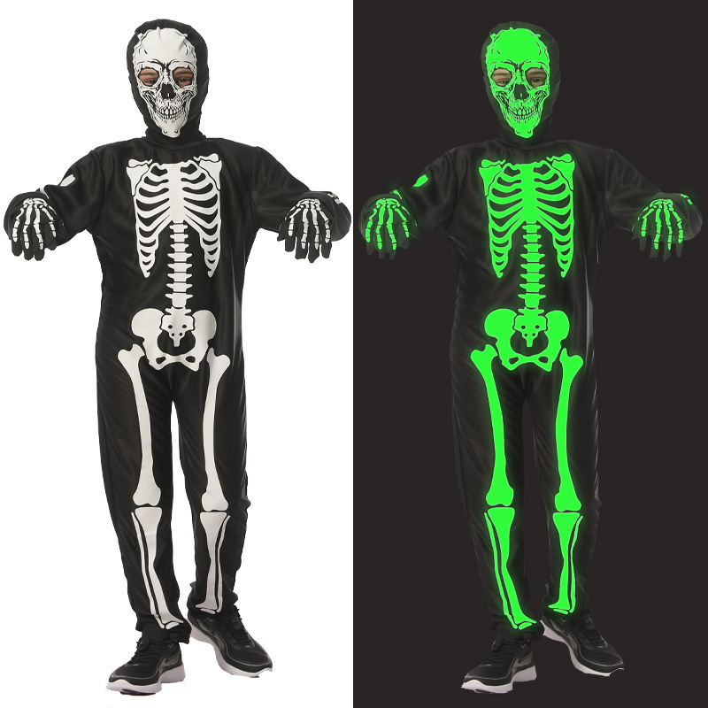 Halloween Children's Costume Luminous Skeleton Ghost Ghost Small and Medium-Sized Children's Character Dress-Up for a Stage Performance Party Dress