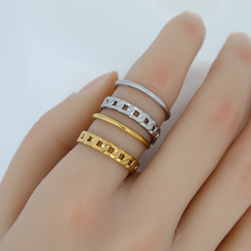 Anelli impilabili da uomo Cross-border Miimalist Stainless Steel Chai Wome, Double-layer Stackable, Iche High-ed Design Gold Ope Rig For_voghion.com