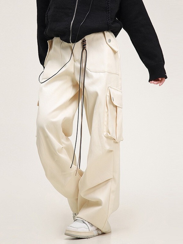 American Retro Pocket Umbrella Soldier Crowd Pants Women's Spring and Autumn 2024 New Straight Loose Maillard Casual Pants