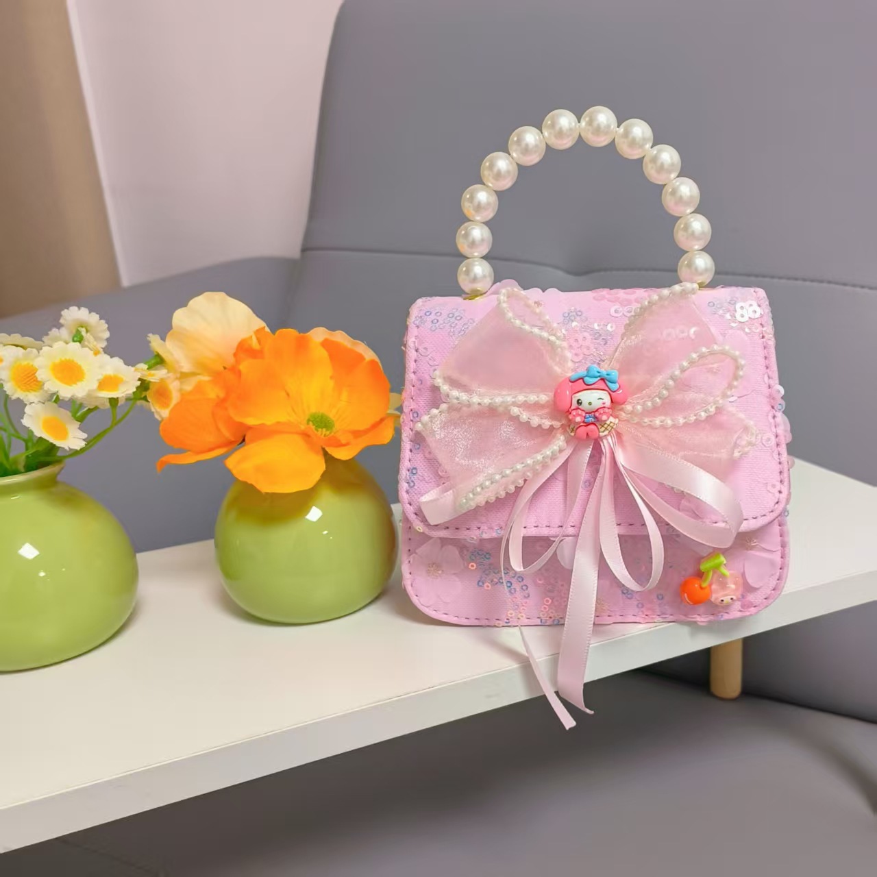 Bolso de perlas para niños arco de mariposa Melody Tiku bolso de cadena de Año Nuevo para niñas accesorios de billetera de Año Nuevo