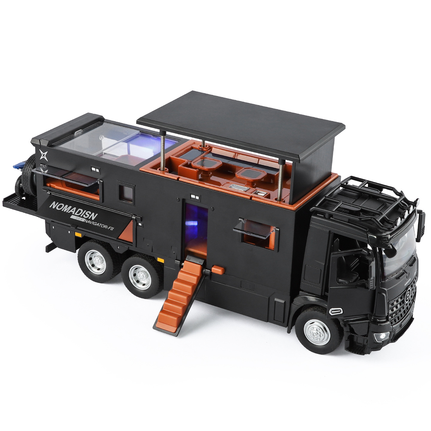 1:18 Norma Dyson RV modelo de aleación sonora deslizante elevación terraza regalo de juguetes para niños