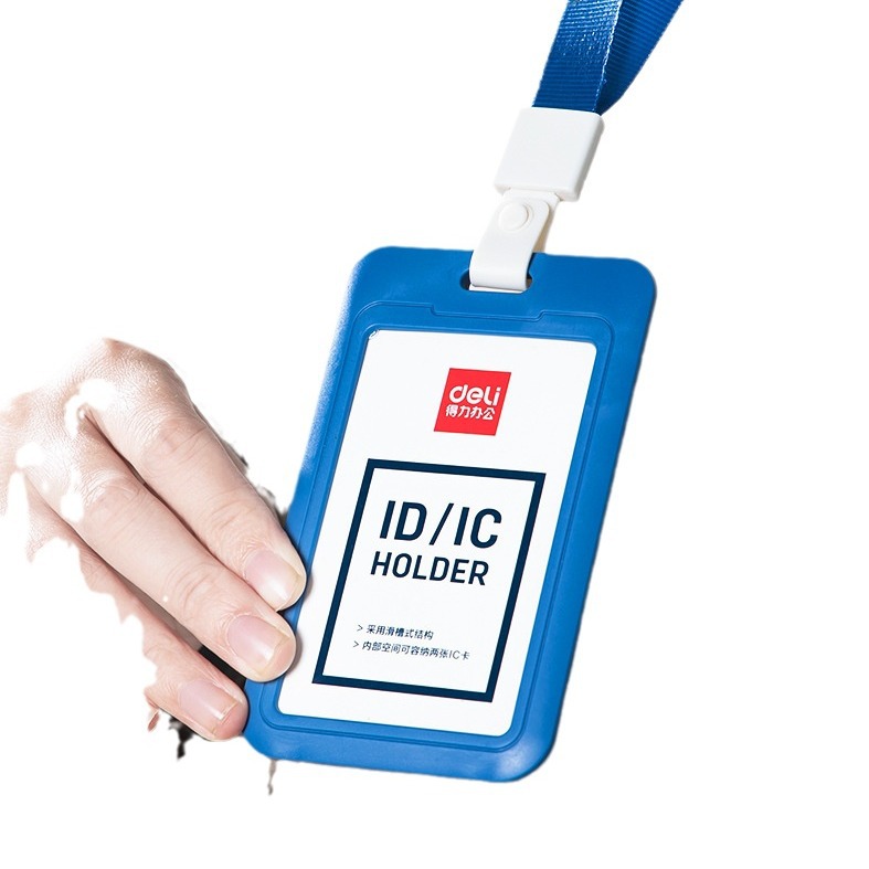 Deli 64821 titular de la tarjeta de identificación de pegamento flexible titular de la tarjeta vertical Tarjeta de trabajo Estudiante bus titular de la tarjeta con cuerda image 5