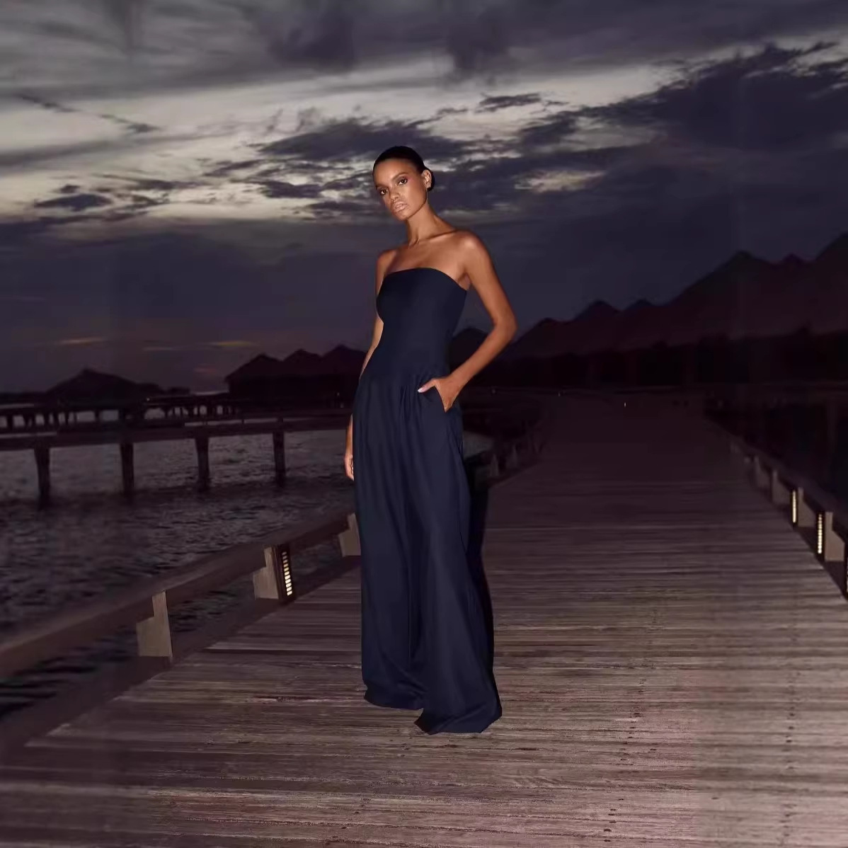 2024 European and American Cross-Border Foreign Trade Amazon Independent Station Women's Casual Backless Slim Fit Elegant Jumpsuit