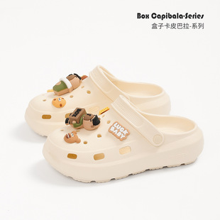 Kapibala Croc Shoes Women's Summer New Baotou Outerwear Cartoon Non-Slip Thick Sole Breathable Silent Slippers for Women
