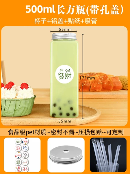 Rectangular sticker, straw, 500 ml