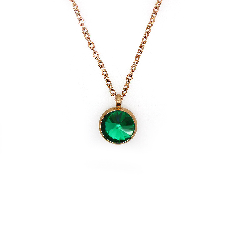 HC531 dark green+rose golden flat cross chain