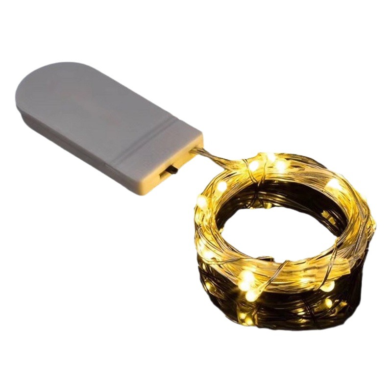 Cadena de luz de botón de luz LED Cadena de botón caja de la batería cuerda de alambre de cobre artesanía Cadena de luz de color caja de regalo Luz de cadena luz decorativa