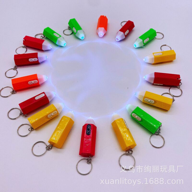 LED light key chain pencil crayon shape children's small toys small gift pendant key accessories