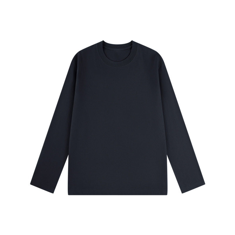 230グラム秋新疆精櫛棉重ポンド丸首純色長袖男tシャツゆるいシャツ代発|undefined