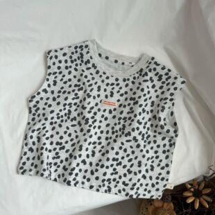 Gl-Kids Korean Style Summer New Style Kidsren's Fashionable and Cute Label Leopard Print Vest Sleeveless Pullover for Boys and Girls