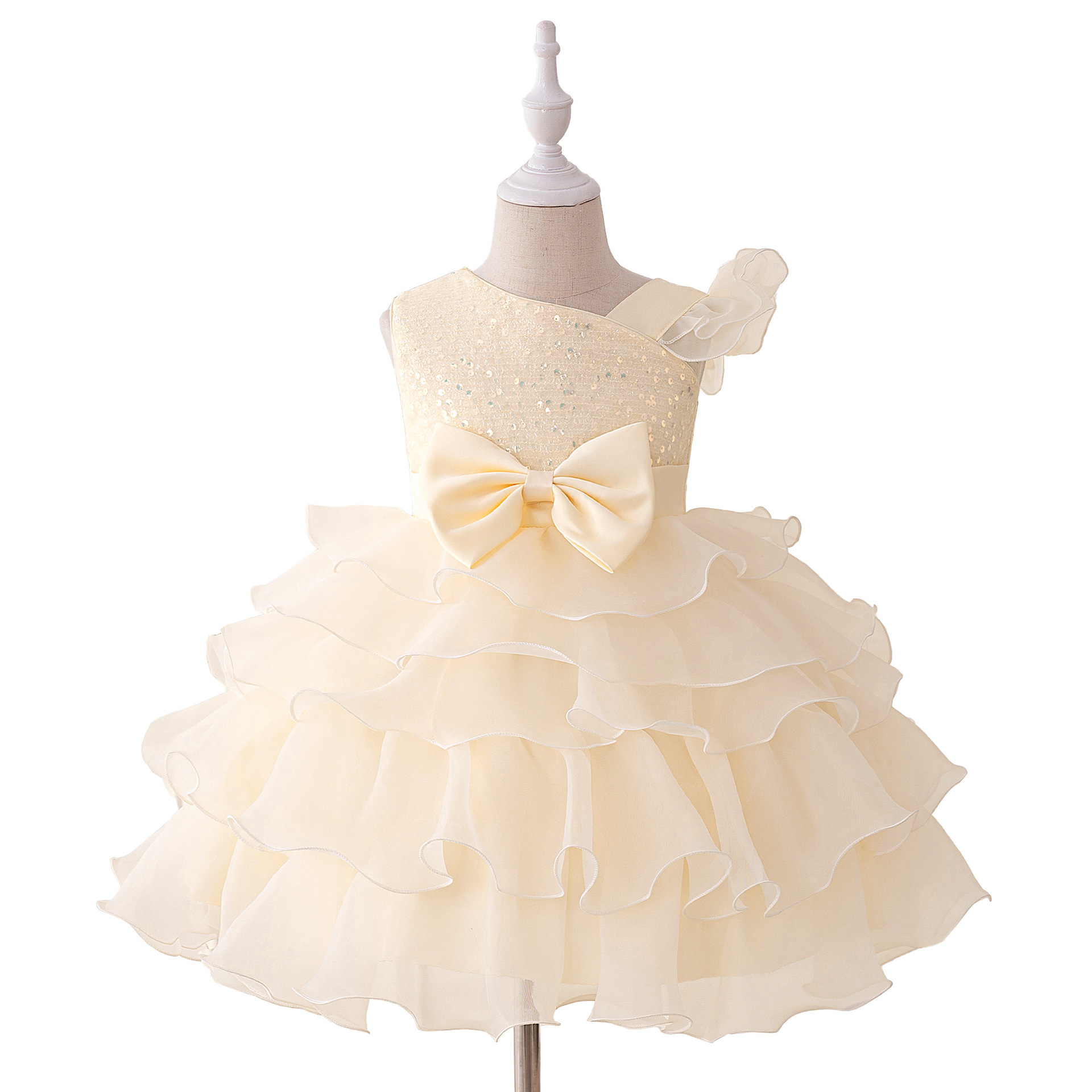 Niños pequeños y medianos nuevos vestidos de aniversario de bebés europeos y estadounidenses, vestido de princesa, pastel, vestido de fiesta de cumpleaños de estilo occidental