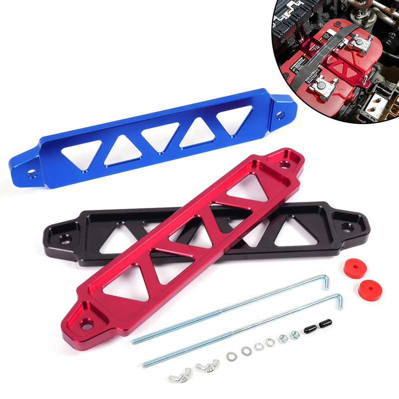 Car modified battery bracket aluminum alloy battery clamp with stainless steel fixing hook battery fixing bracket kit