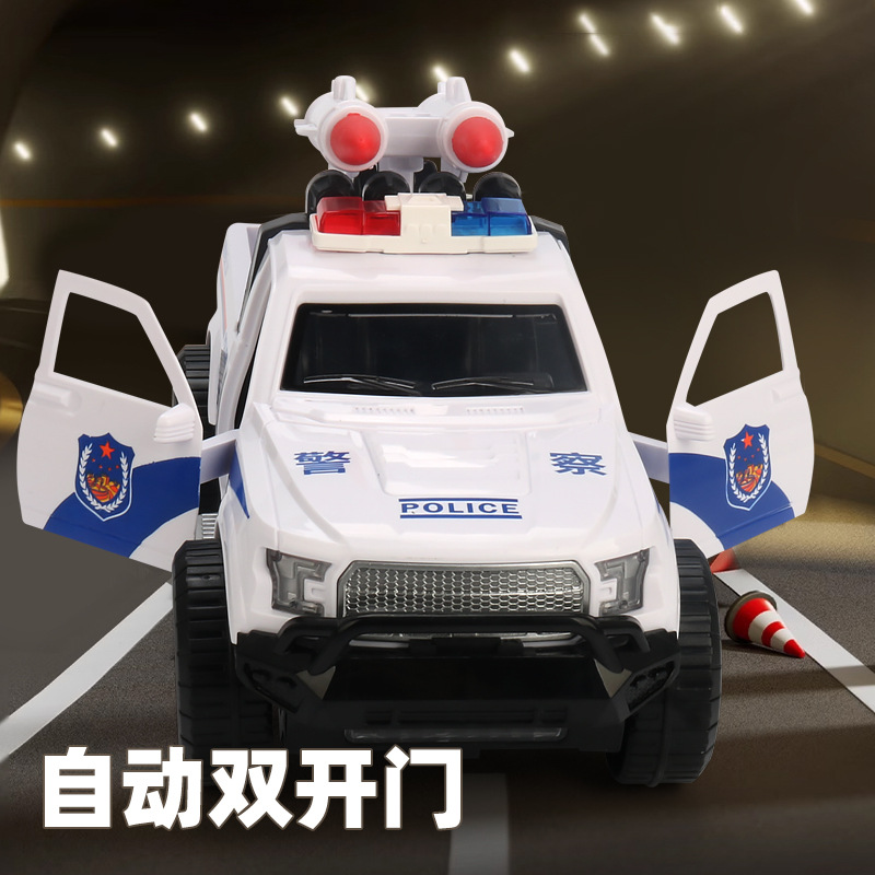 Tiktok Electric Universal de doble función de la música del coche de policía luz de la Catapulta de misiles de apertura automática de la puerta del coche de juguete