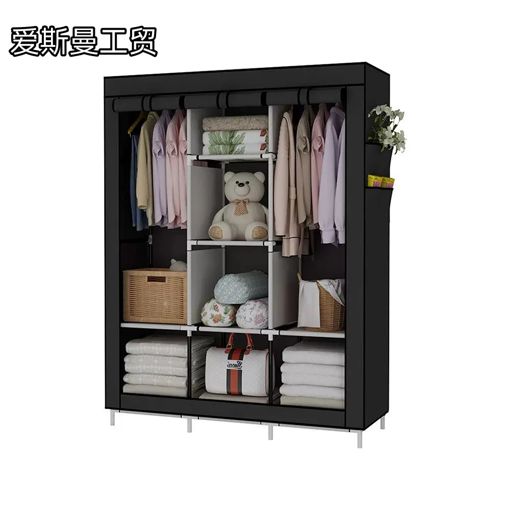 时尚无纺布衣橱组合整体学生宿舍单人房间防尘收纳挂衣柜批发环保