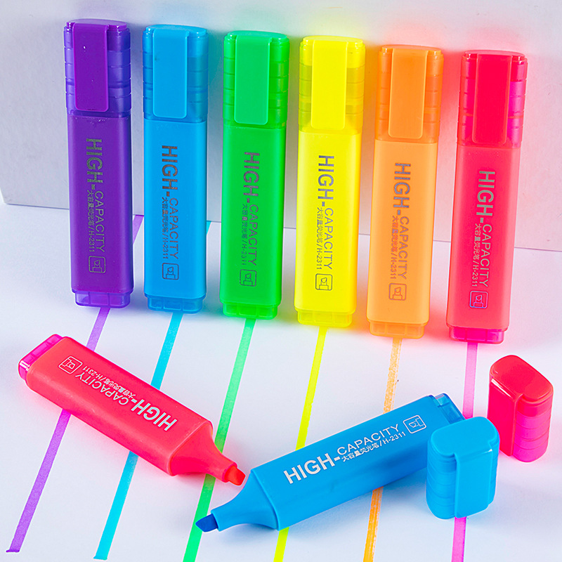2311-12 gran capacidad resaltador creativo papelería resaltador aprendizaje multi-color marcador clave equivocado pregunta marca