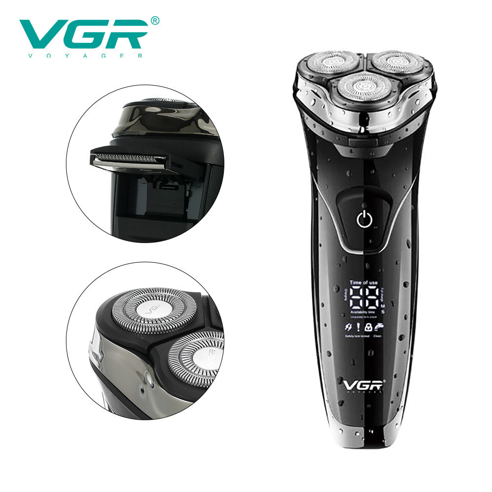 Electric Shaver Three Head Floating Home Use Fully Washable Digital Display Rechargeable Personal Care Appliance_voghion.com