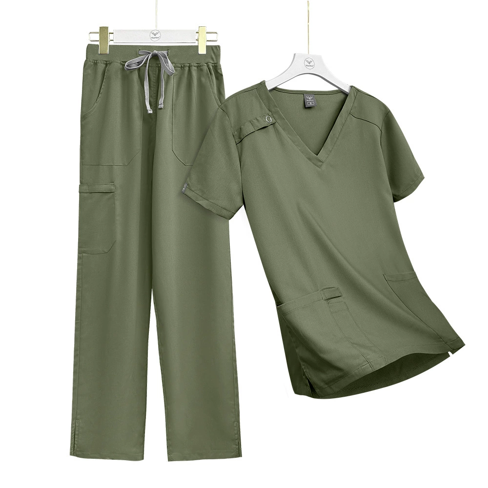 Высокое качество одежды медсестры Многоцветная эластичная удобная temu горячая продажа врач медсестра рабочая одежда набор с V-образным вырезом с короткими рукавами