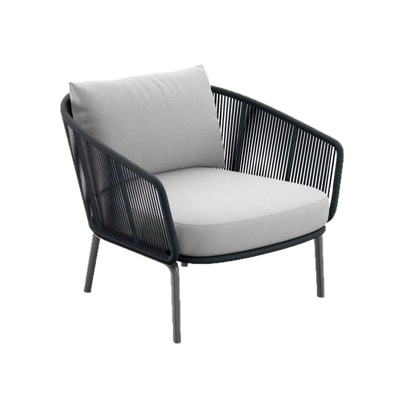 Sofá de caña al aire libre nórdico patio impermeable silla de caña solar mesa de té combinación de tejido al aire libre ocio creativo sillón reclinable