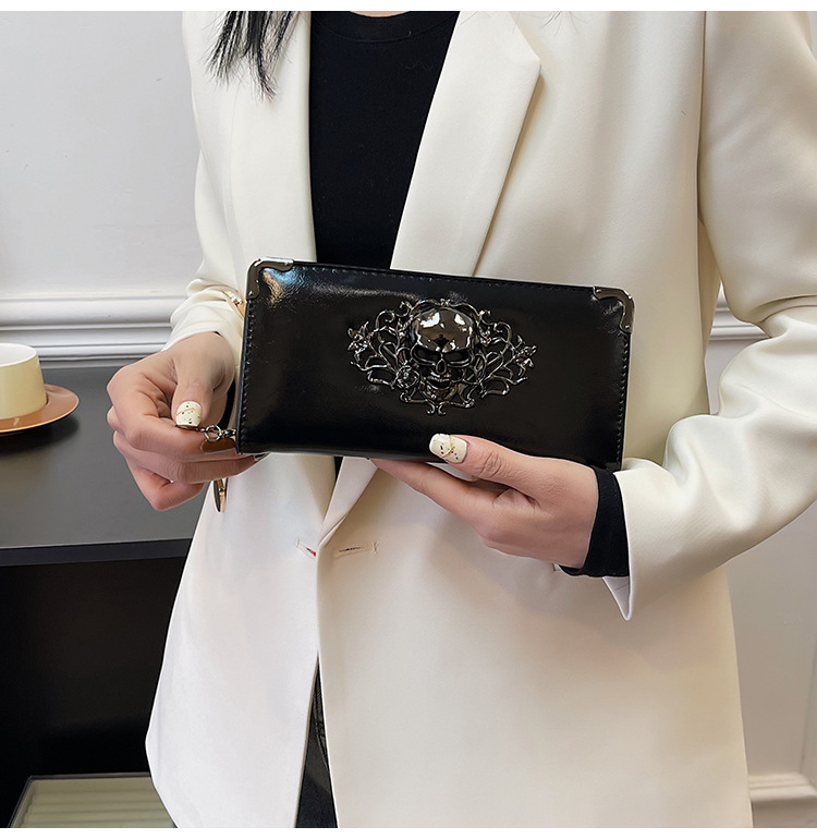 2024 neue Schädel Mode personalisierte lange Damen Brieftasche Punk Herren Handtasche Handytasche_voghion.com