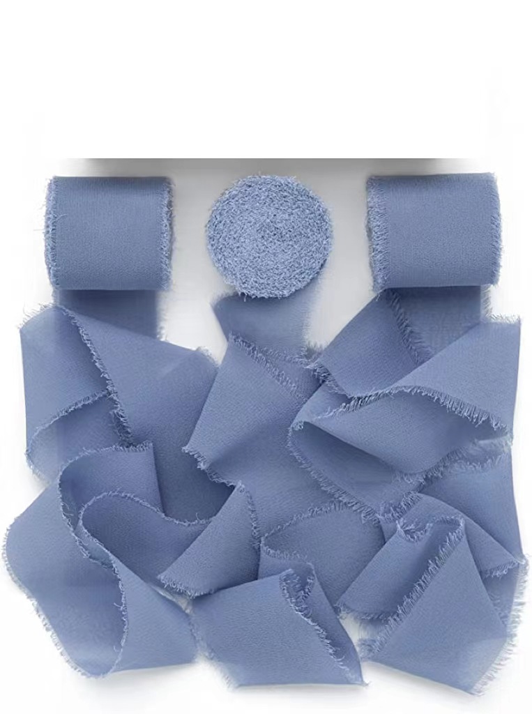 INS deshilachado gasa cinta ramo de la boda borla cinta arco decoración hilo de nieve tira de tela de seda