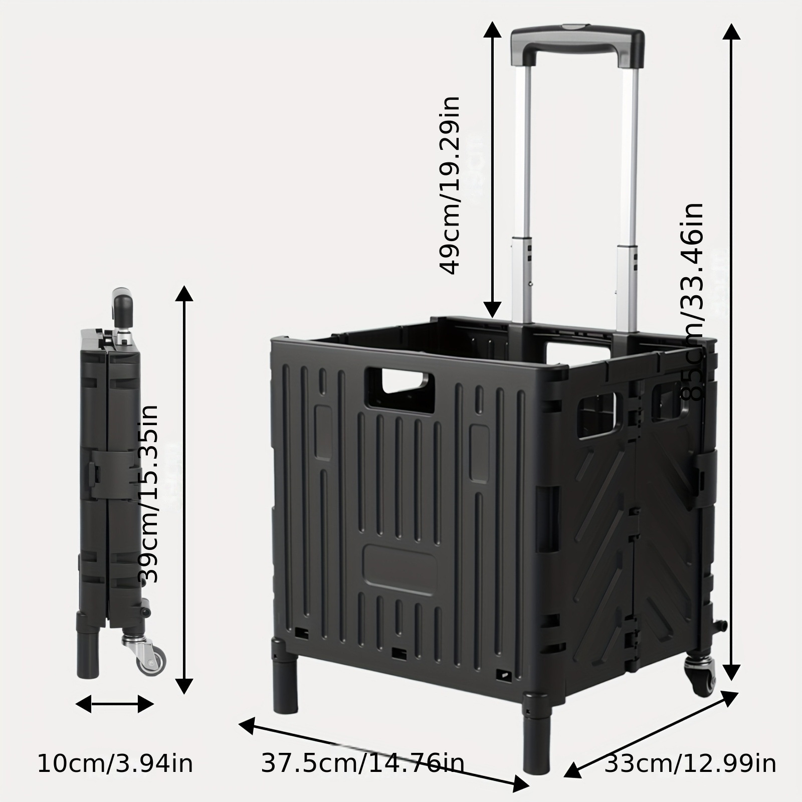 55 lbs High Load Bearing Rolling Cart 45L Large Capacity Transfronterizo