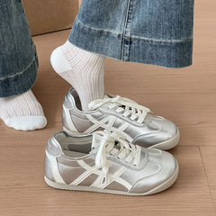 百搭系带浅口德训鞋女夏季拼色复古休闲防滑运动板鞋单鞋阿甘鞋潮