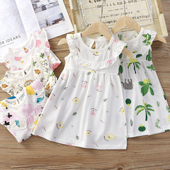 Children's pure cotton summer dress thin baby princess dress unisex baby breathable dress 0-4 years old Korean style back dress