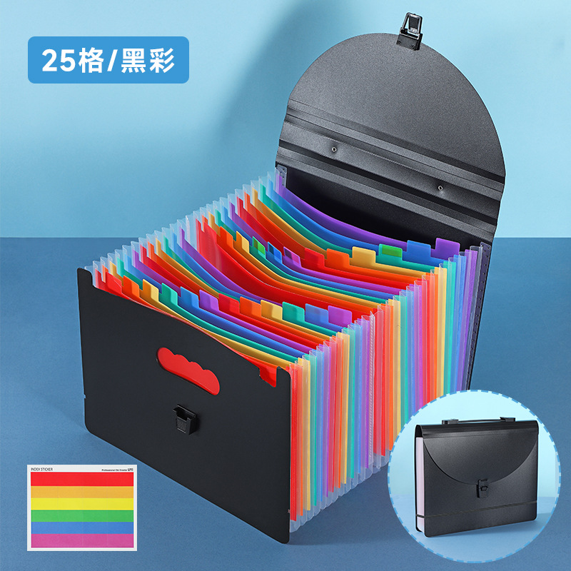 Nuevo portátil transfronterizo 13 / 25 bolsas de órgano arcoíris PP carpeta impermeable paquete de materiales de oficina para estudiantes image 9