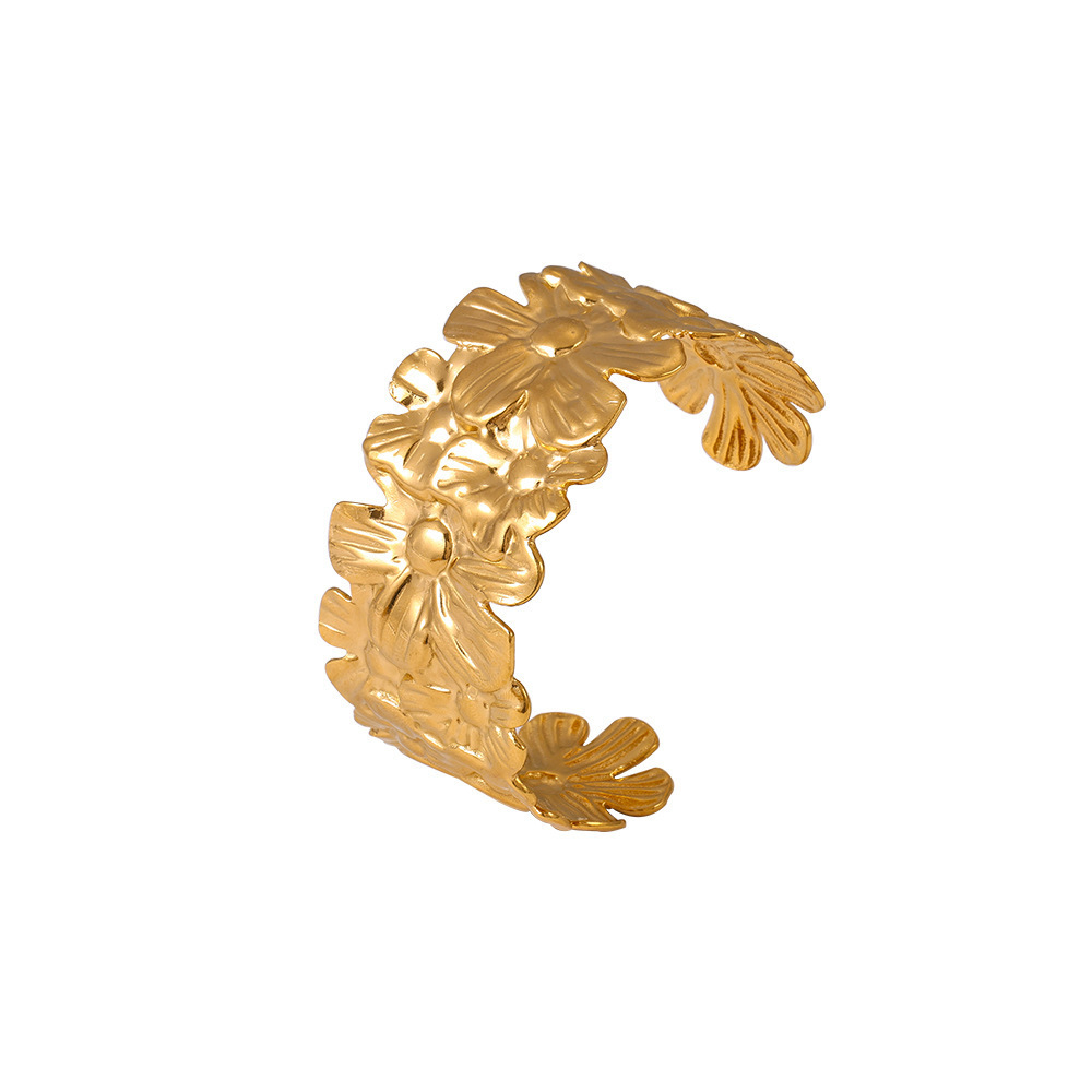 Einfacher Stil Blume Edelstahl 304 18 Karat Vergoldet Armreif In Masse display picture 5