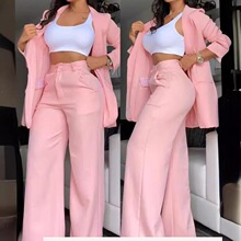 B 59964 Elegant Solid Color Split Sleeve Blazer Straight