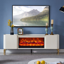 1.8米轻奢实木壁炉电视柜 现代时尚客厅岩板仿真火取暖壁炉装饰柜