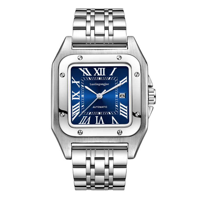 透かし彫りのストライプの山度士の全自動機械は男性の大気の大きい文字板の防水の機械の時計を卸売りして代行します。