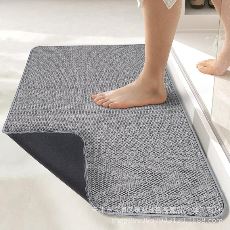 Cross-Border Amazon Best-Selling Bathroom Floor Mat, Solid Color, Imitation Linen Weave, Water-Absorbent, Quick-Drying Foot Mat, Bathroom Non-Slip Door Mat Cross-Border Amazon Best-Selling Bathroom Floor Mat, Solid Color, Imitation Linen Weave, Water-Absorbent, Quick-Drying Foot Mat, Bathroom Non-Slip Door Mat