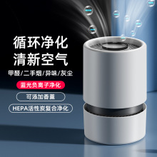 跨境USB蓝光负离子空气净化器多档静音香薰氧吧HEPA活性炭净化器