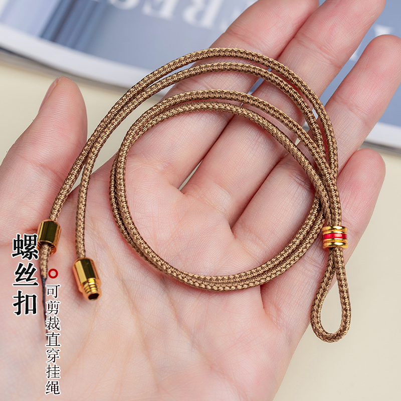 Ping An de alta gama cuerdas de collar colgante de oro cuerdas de mano tejida ocho tesoros brújula anillo cabeza de Buda