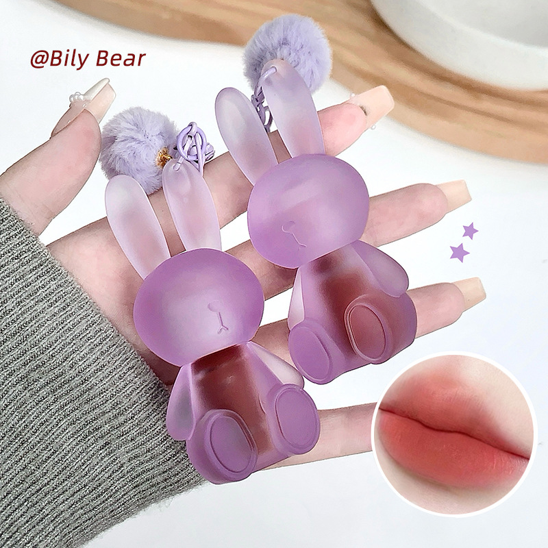 跨境Bily Bear萌兔柔雾固色唇泥 韩系哑光持妆低饱和唇霜学生彩妆