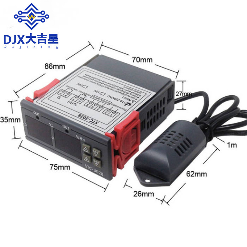 STC-3028 intelligent digital display temperature and humidity controller breeding incubation temperature and humidity meter humidity meter temperature controller