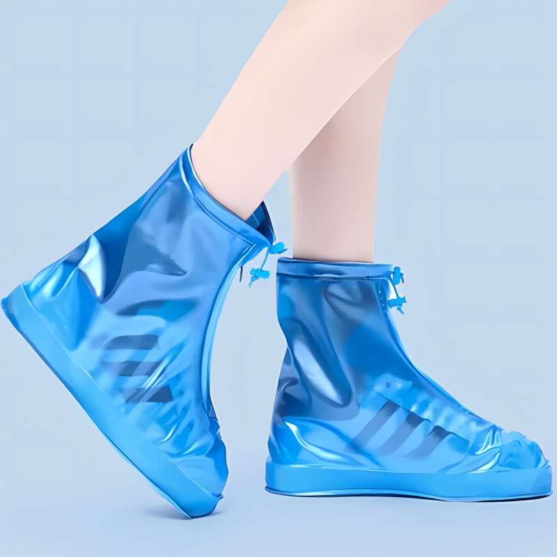 ミッドチューブ厚みのある防水靴カバー、滑り止めと耐摩耗性のレインシューズカバー、男性と女性の防雨靴カバー、ジッパー付きPVC靴カバー卸売|undefined